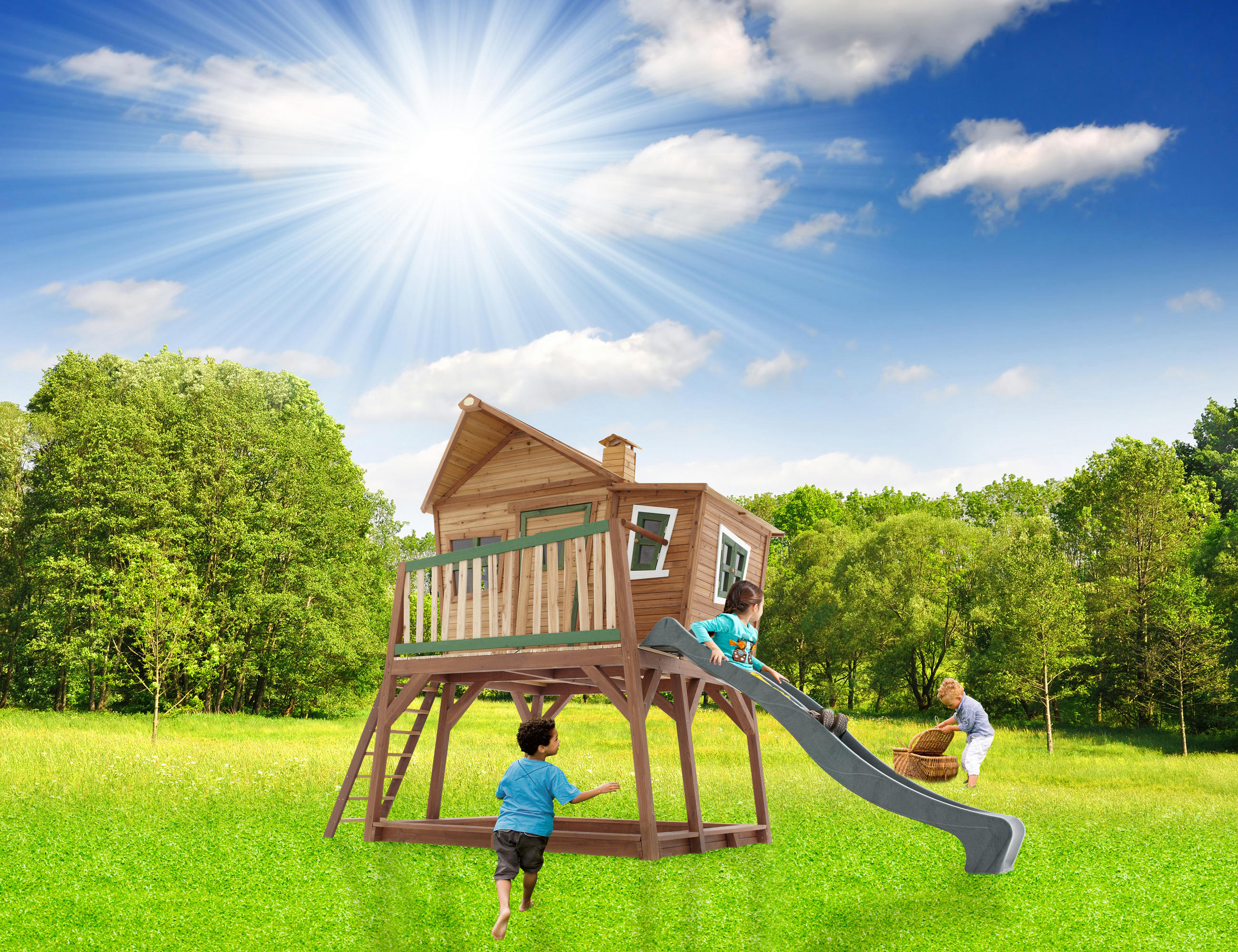 SPIELTURM  - Braun/Naturfarben, KONVENTIONELL, Holz (435/291/180cm) - Ambia Garden