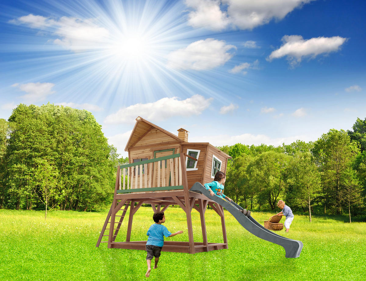 SPIELTURM 435/291/180 cm SPIELTURM MAX  - Braun/Naturfarben, KONVENTIONELL, Holz (435/291/180cm) - Ambia Garden