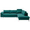 ECKSOFA  in Velours Petrol  281/200 cm  - Chromfarben/Petrol, Design, Textil/Metall (281/200cm) - Pure Home Lifestyle