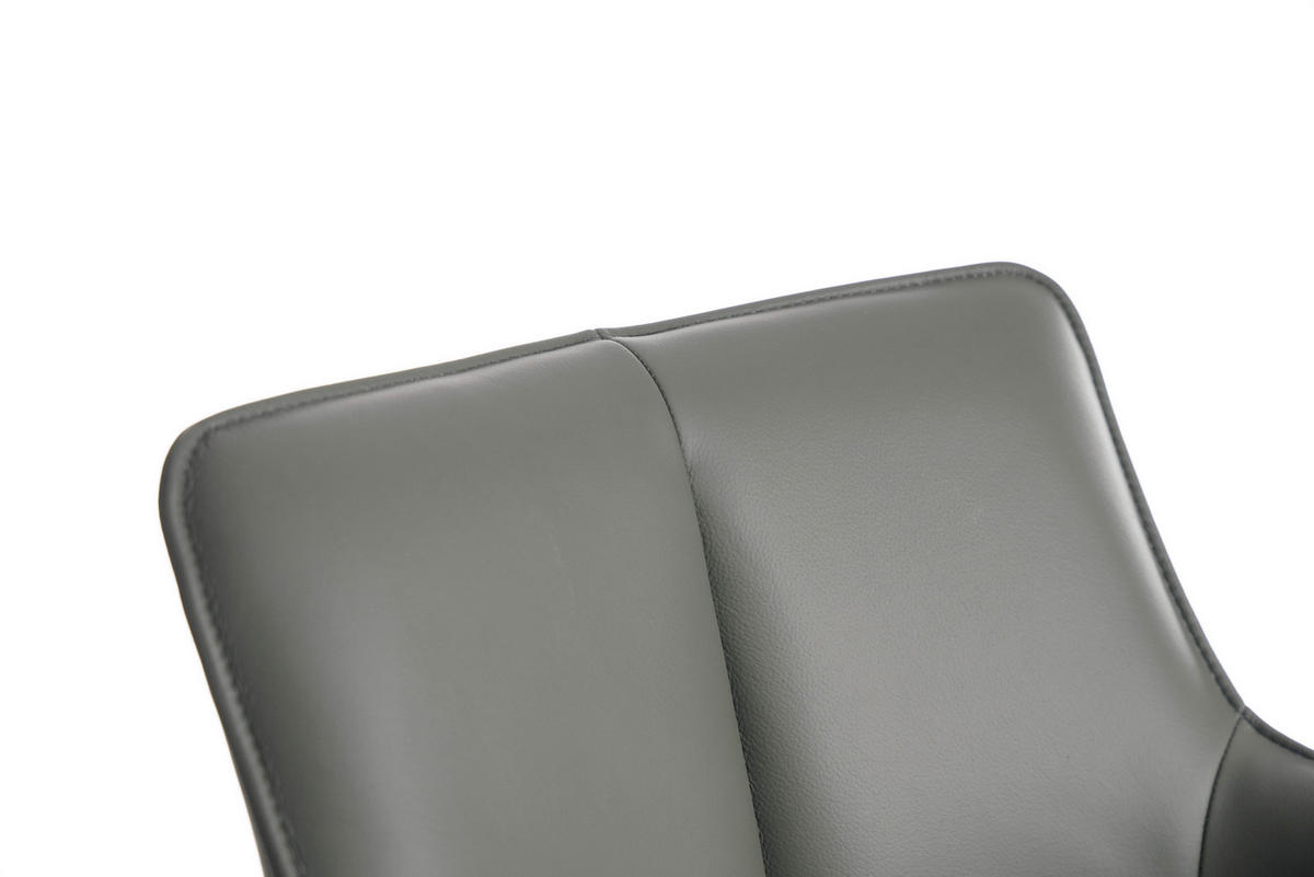 BARHOCKER Echtleder Grau, Schwarz Eisen Lederauswahl, Sitzfläche 360° drehbar, automatische Rückholfunktion  - Schwarz/Grau, Design, Leder/Metall (54/92-112/55cm) - Novel
