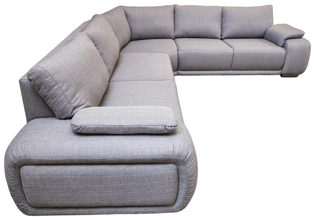 ECKSOFA Grau Struktur  - Chromfarben/Grau, KONVENTIONELL, Textil/Metall (280/310cm) - Carryhome