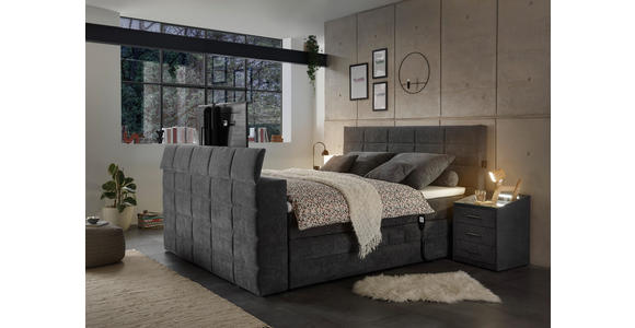 BOXSPRINGBETT 180/200 cm in Anthrazit - Anthrazit, KONVENTIONELL, Textil (180/200cm) - Carryhome