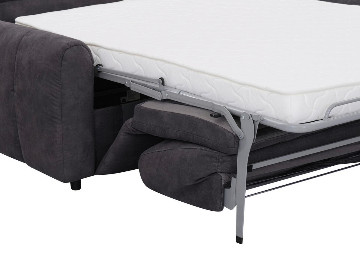 SCHLAFSOFA Leinenoptik Dunkelgrau  - Dunkelgrau/Schwarz, Design, Kunststoff/Textil (198/91/100cm) - Carryhome