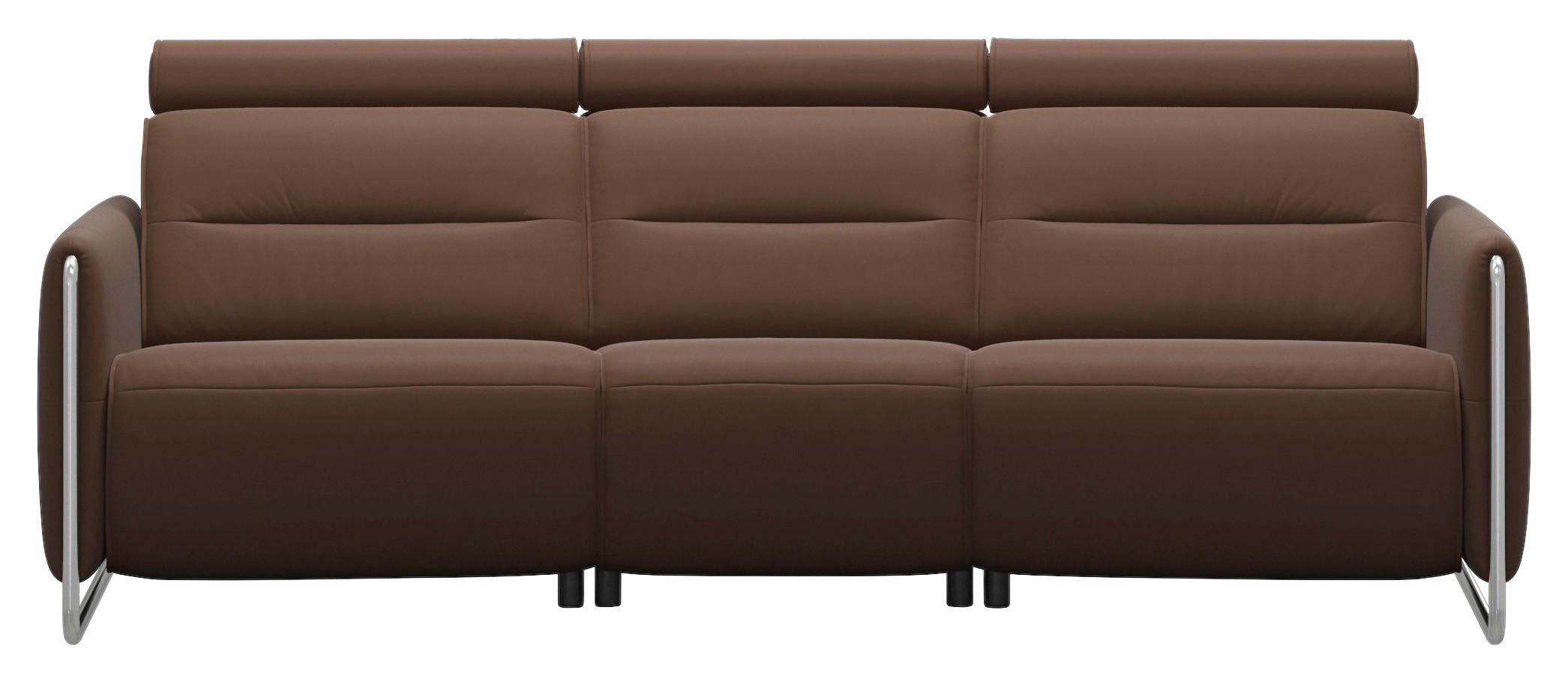 TRAPEZSOFA Echtleder Braun  - Chromfarben/Braun, Design, Leder/Metall (257/87/58cm) - Stressless