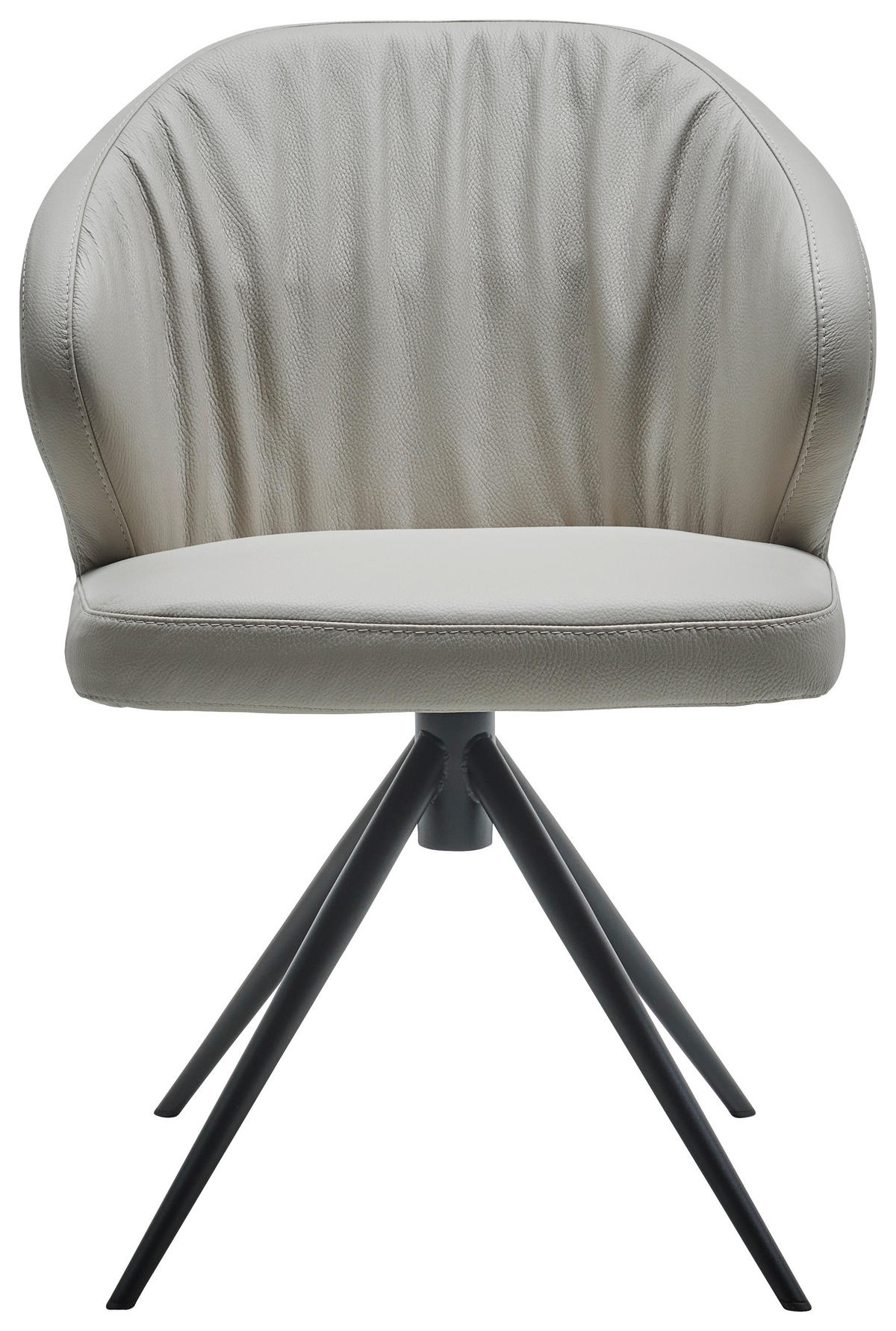 STUHL  in Echtleder pigmentiert  - Schwarz/Cappuccino, Design, Leder/Metall (61/84/61cm) - Dieter Knoll