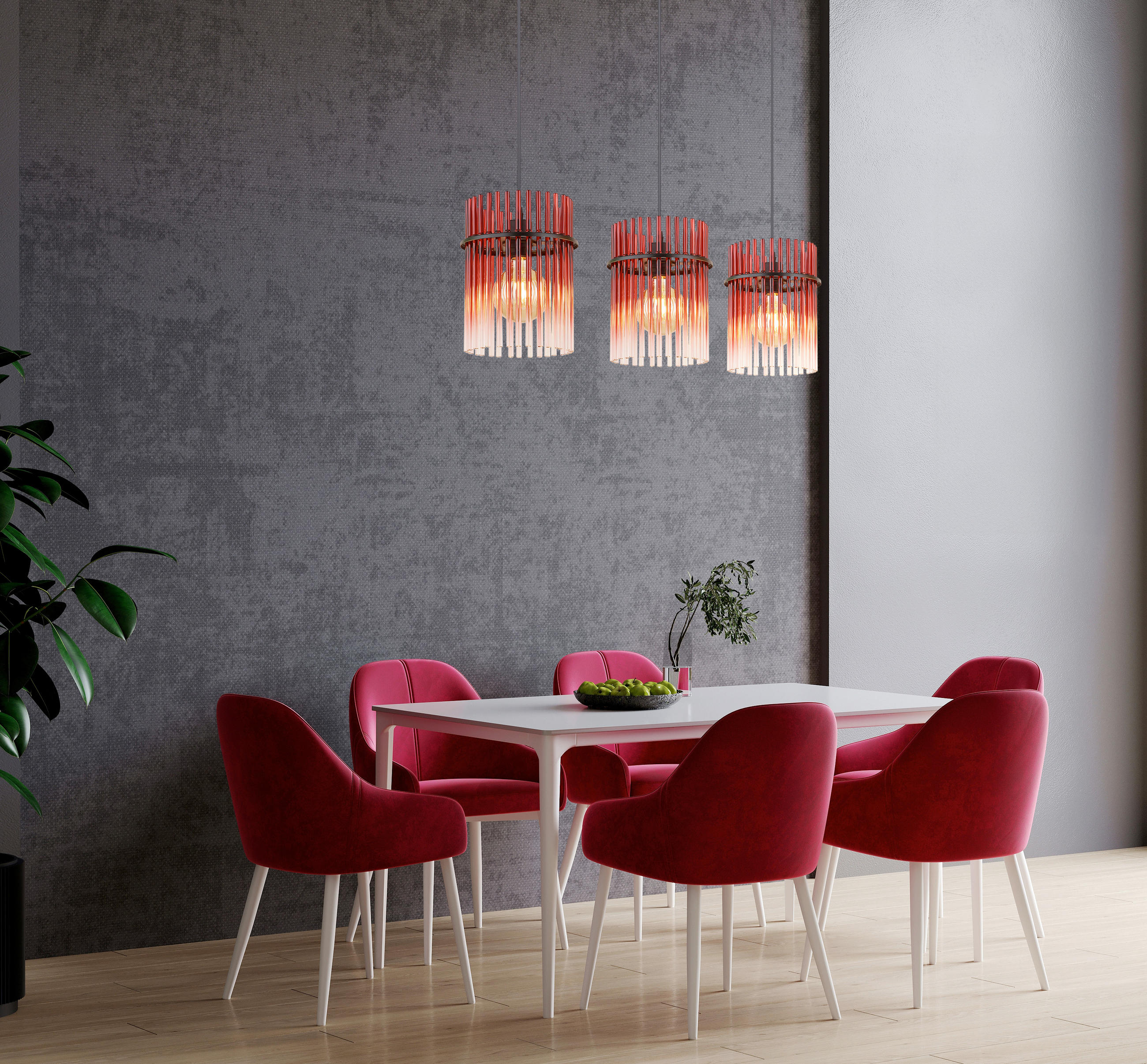 HÄNGELEUCHTE GORLEY 80/20/140 cm   - Klar/Brombeere, Basics, Glas/Kunststoff (80/20/140cm) - Globo