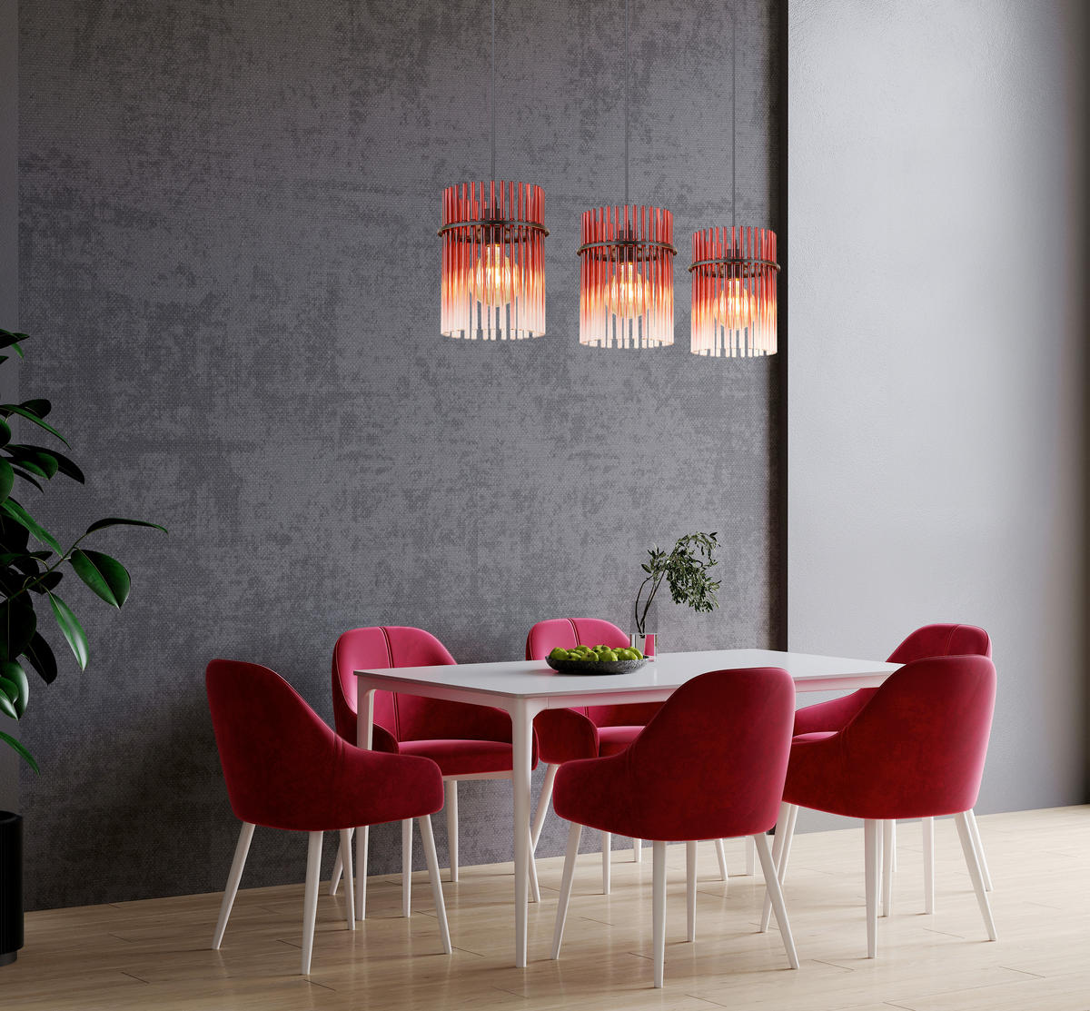 HÄNGELEUCHTE GORLEY 80/20/140 cm   - Klar/Brombeere, Basics, Glas/Kunststoff (80/20/140cm) - Globo