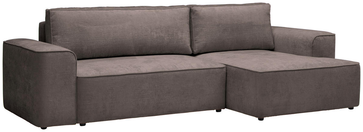 ECKSOFA in Plüsch Graubraun  - Graubraun/Blaugrau, Design, Kunststoff/Textil (288/152cm) - Xora