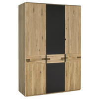 DREHTÜRENSCHRANK in Anthrazit, Eiche Bianco  - Eiche Bianco/Anthrazit, Natur, Glas/Holz (149/214/61cm) - Linea Natura