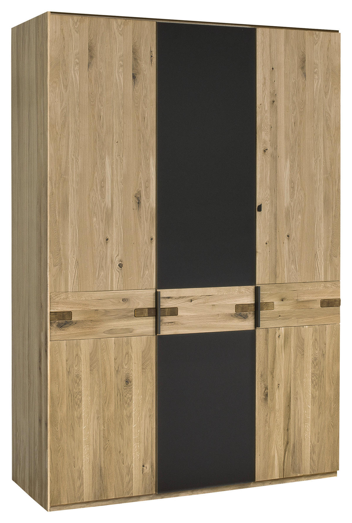 DREHTÜRENSCHRANK in Anthrazit, Eiche Bianco  - Eiche Bianco/Anthrazit, Natur, Glas/Holz (149/214/61cm) - Linea Natura