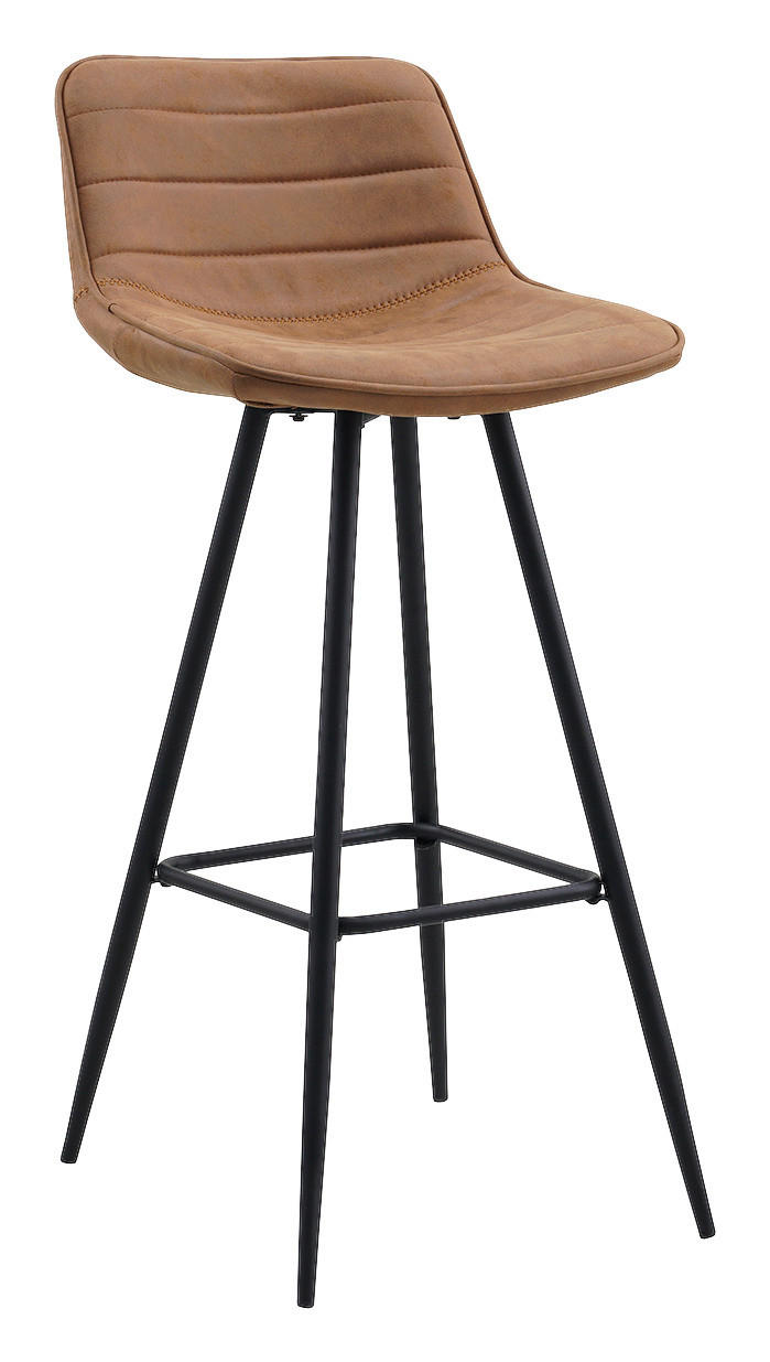 BARHOCKER-SET Mikrofaser Cognac gastro- und objekttauglich  - Cognac/Schwarz, LIFESTYLE, Textil/Metall (49/101/43cm) - MID.YOU