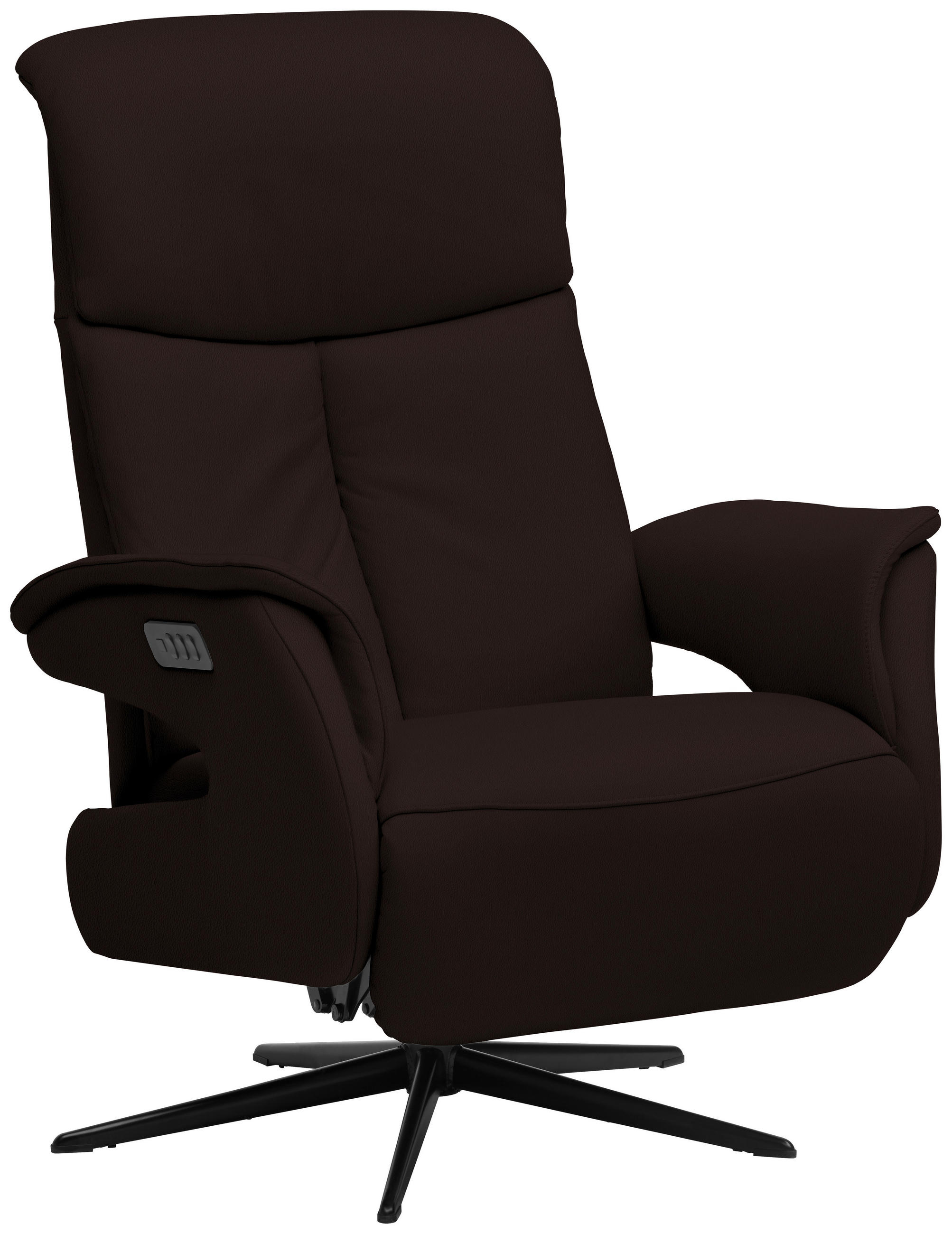 RELAXSESSEL in Leder Dunkelbraun  - Dunkelbraun/Schwarz, Design, Leder/Metall (78/106/88cm) - Welnova
