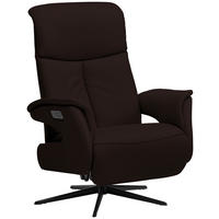 RELAXSESSEL in Leder Dunkelbraun  - Dunkelbraun/Schwarz, Design, Leder/Metall (78/106/88cm) - Welnova