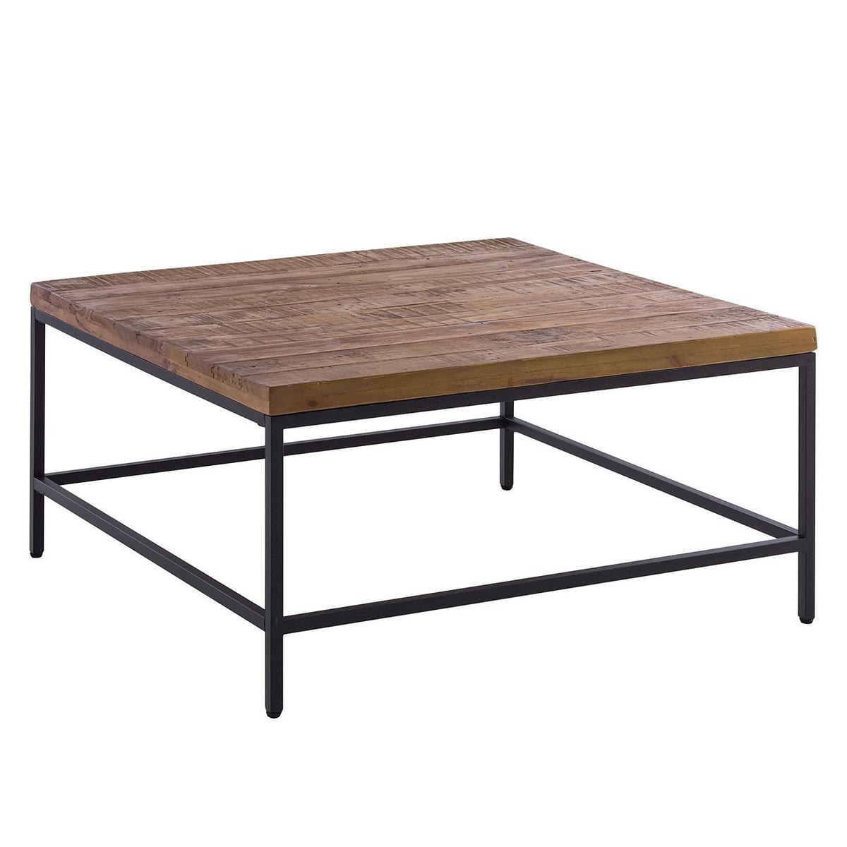 COUCHTISCH Kiefer massiv 90/90/45 cm quadratisch Schwarz, Dunkelbraun  - Dunkelbraun/Schwarz, MODERN, Holz/Metall (90/90/45cm) - home24