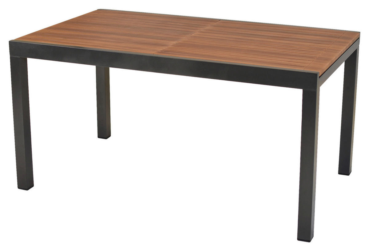 VRTNA MIZA kovina, leseni material barve grafita, naravne barve  - barve grafita/naravne barve, Moderno, kovina/leseni material (150/90/76,5cm) - Gardenson