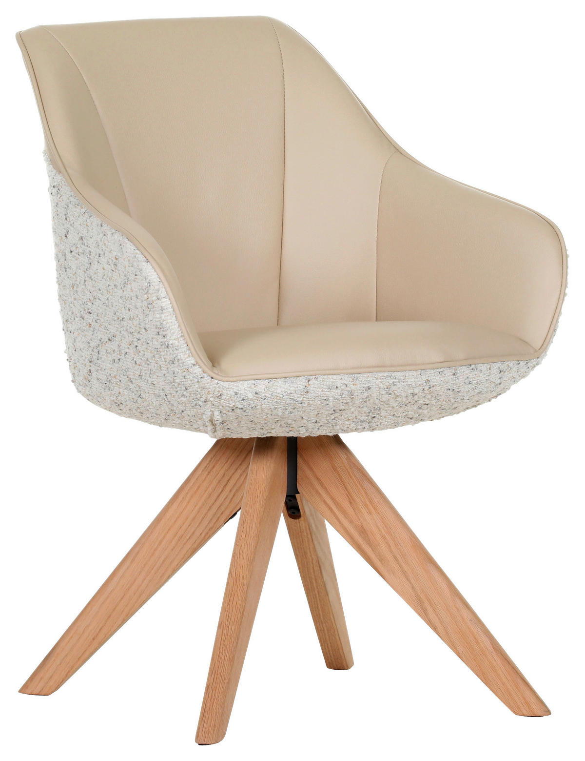 ŽIDLE S PODRUČKAMI, vzhled kůže, plochá tkanina, krémová, béžová - barvy dubu/krémová, Konvenční, dřevo/textil (60/83/65cm) - Landscape