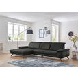 ECKSOFA in Echtleder Graubraun  - Graubraun/Schwarz, Design, Leder/Metall (193/328cm) - Dieter Knoll