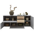 SIDEBOARD 184/74/41 cm  in Grau, Eichefarben  - Eichefarben/Schwarz, Design, Holzwerkstoff/Kunststoff (184/74/41cm) - Voleo