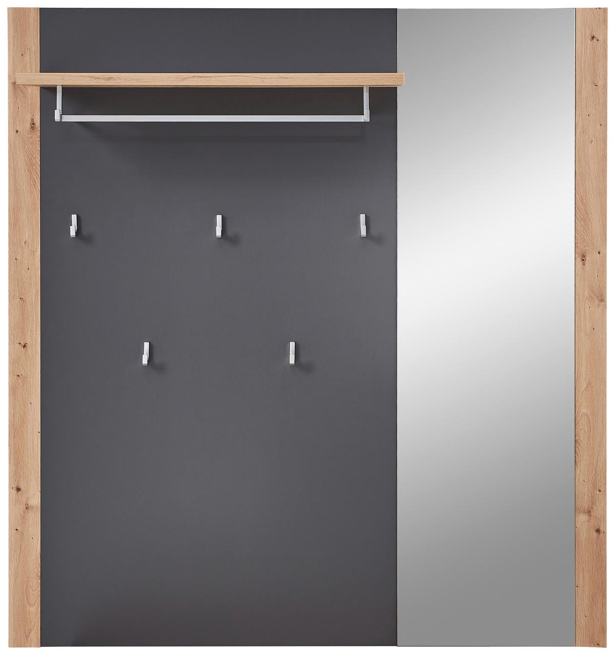 ŠATNÍ PANEL, barvy grafitu, dub artisan, 122/131/30 cm - barvy grafitu/dub artisan, Design, kompozitní dřevo/sklo (122/131/30cm) - Xora