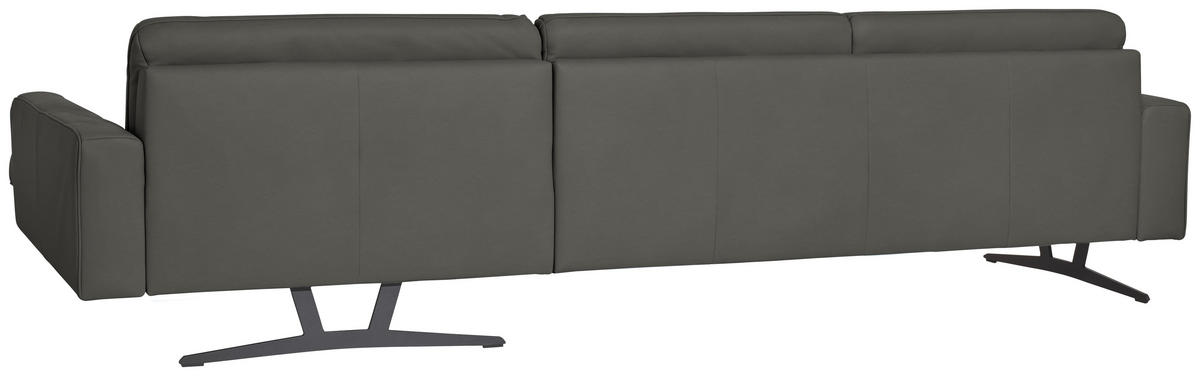 ECKSOFA in Echtleder Grau  324/179 cm  - Anthrazit/Grau, KONVENTIONELL, Leder/Metall (324/179cm) - Johann Jakob