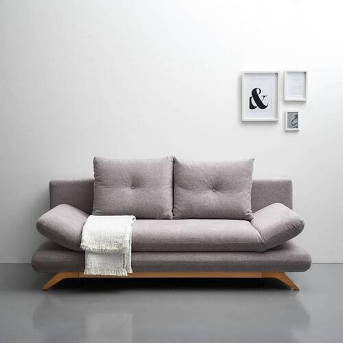 KANAPÉÁGY textil sötétszürke  - bükkszínű/sötétszürke, Konventionell, textil/fa (205/86/94cm) - Carryhome