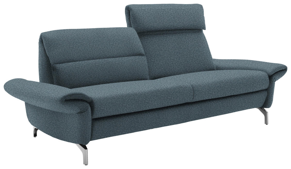 2-SITZER-SOFA in Flachgewebe Blau  - Blau/Nickelfarben, Design, Textil/Metall (186/87/100cm) - Schöner Wohnen