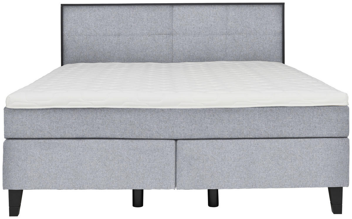 BOXSPRINGBETT 200/200 cm  in Hellgrau  - Hellgrau/Schwarz, Design, Holz/Textil (200/200cm) - Hom`in