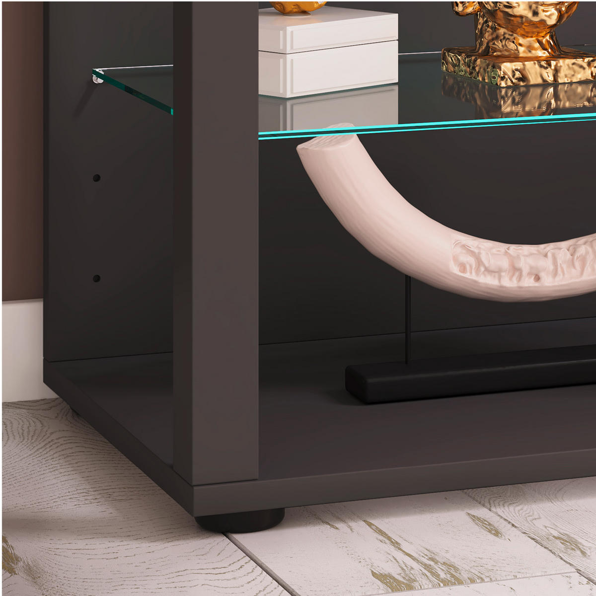 VITRINE in Anthrazit  - Anthrazit/Schwarz, Modern, Glas/Holzwerkstoff (52/60/35cm) - MID.YOU