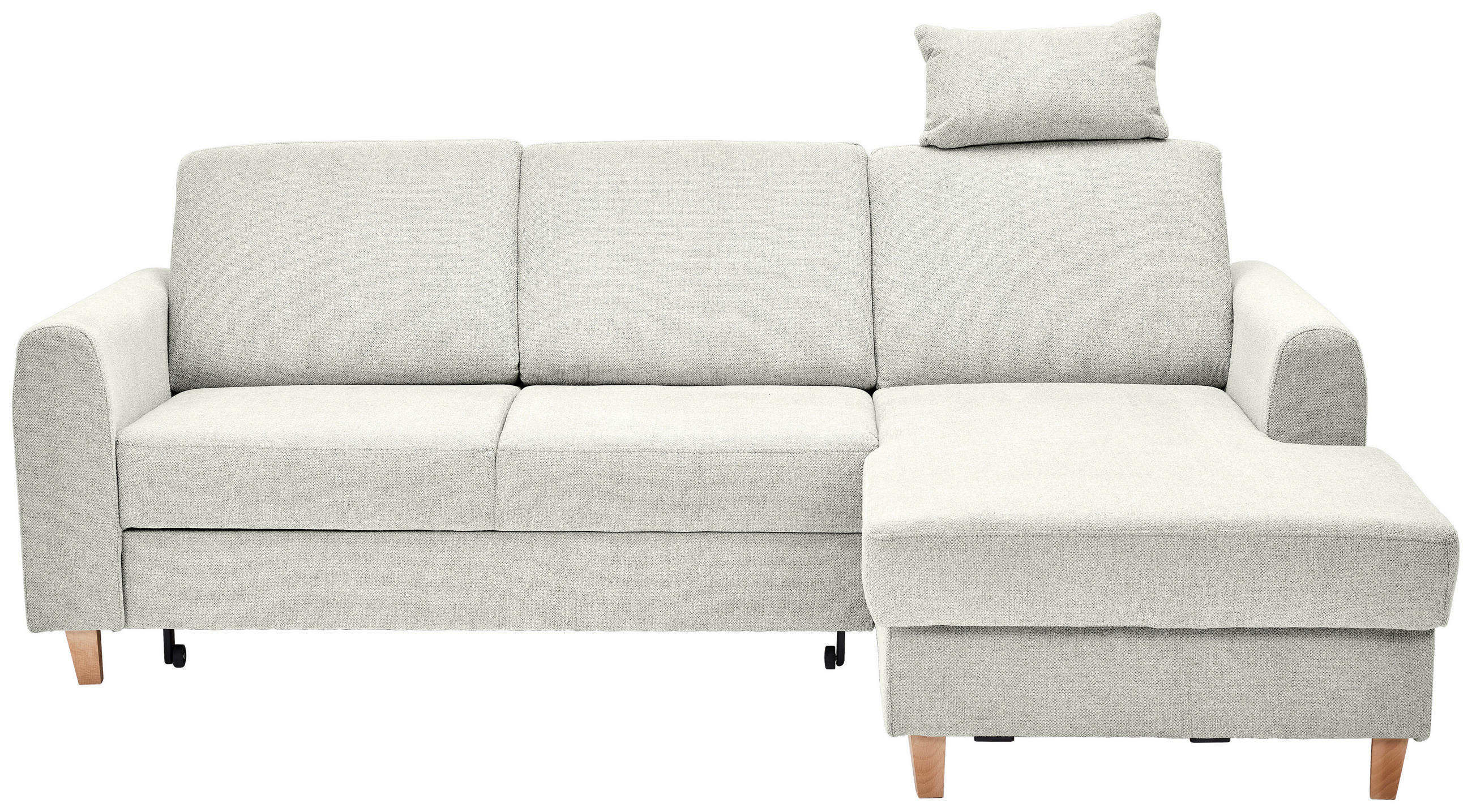 ECKSOFA Hellgrau Flachgewebe  - Buchefarben/Hellgrau, KONVENTIONELL, Holz/Textil (241/166cm) - Carryhome