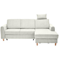 ECKSOFA Hellgrau Flachgewebe  - Buchefarben/Hellgrau, KONVENTIONELL, Holz/Textil (241/166cm) - Carryhome