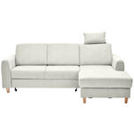 ECKSOFA  in Flachgewebe Hellgrau  - Buchefarben/Hellgrau, KONVENTIONELL, Holz/Textil (241/166cm) - Carryhome