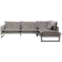 ECKSOFA in Flachgewebe Taupe  - Taupe/Schwarz, Design, Textil/Metall (310/210cm) - Livetastic