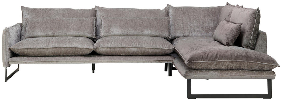 ECKSOFA in Flachgewebe Taupe  - Taupe/Schwarz, Design, Textil/Metall (310/210cm) - Livetastic