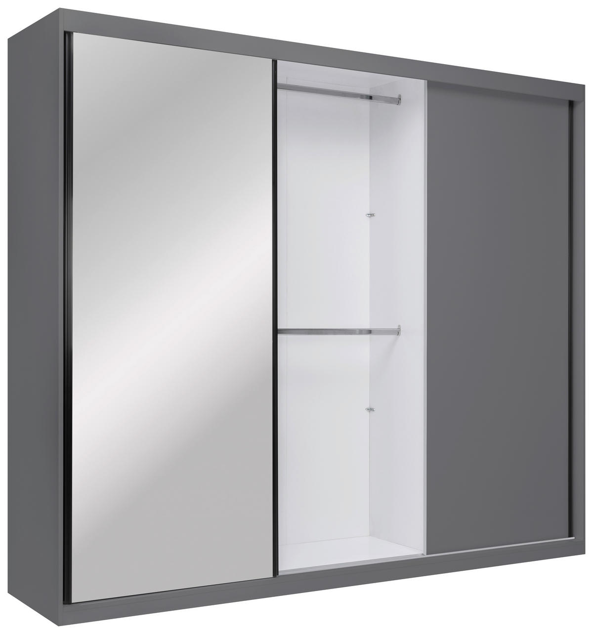 SCHIEBETÜRENSCHRANK 250/215/59,5 cm 3-türig Graphitfarben  - Graphitfarben/Schwarz, MODERN, Holzwerkstoff/Metall (250/215/59,5cm) - MID.YOU