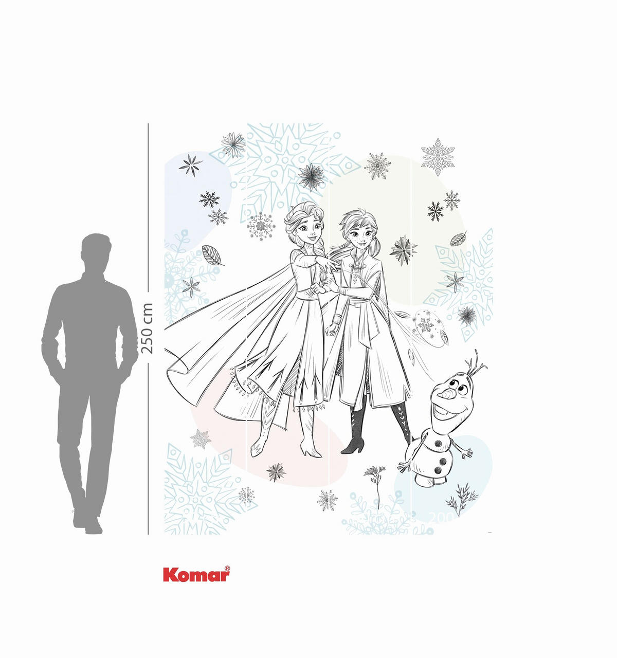 FOTOTAPETE FROZEN SKETCH SISTERS  - Weiß, Design, Textil (200/250cm) - Disney