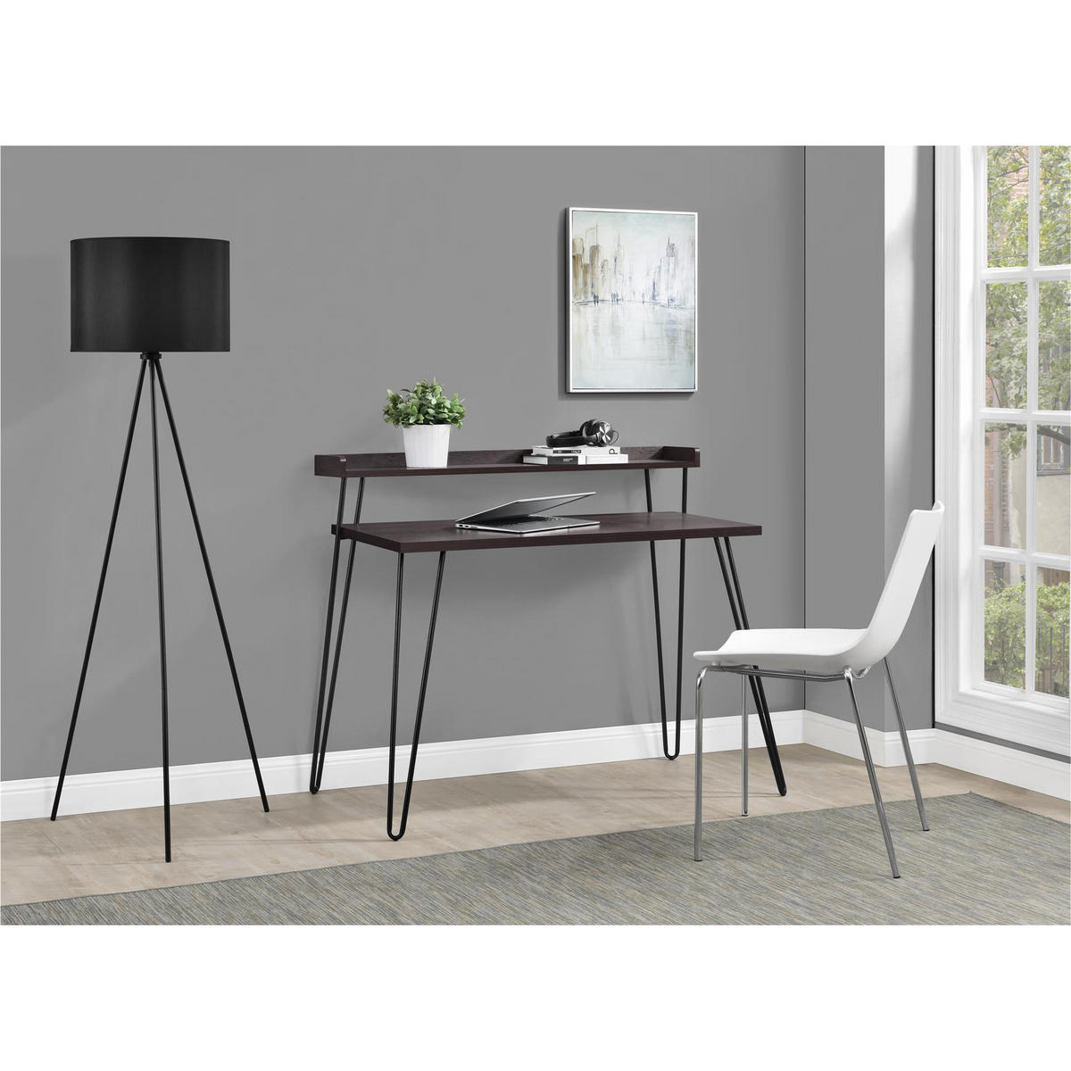 SCHREIBTISCH 112/89/60 cm  in Braun, Sheeshamfarben  - Sheeshamfarben/Schwarz, Design, Papier/Holzwerkstoff (112/89/60cm) - MID.YOU