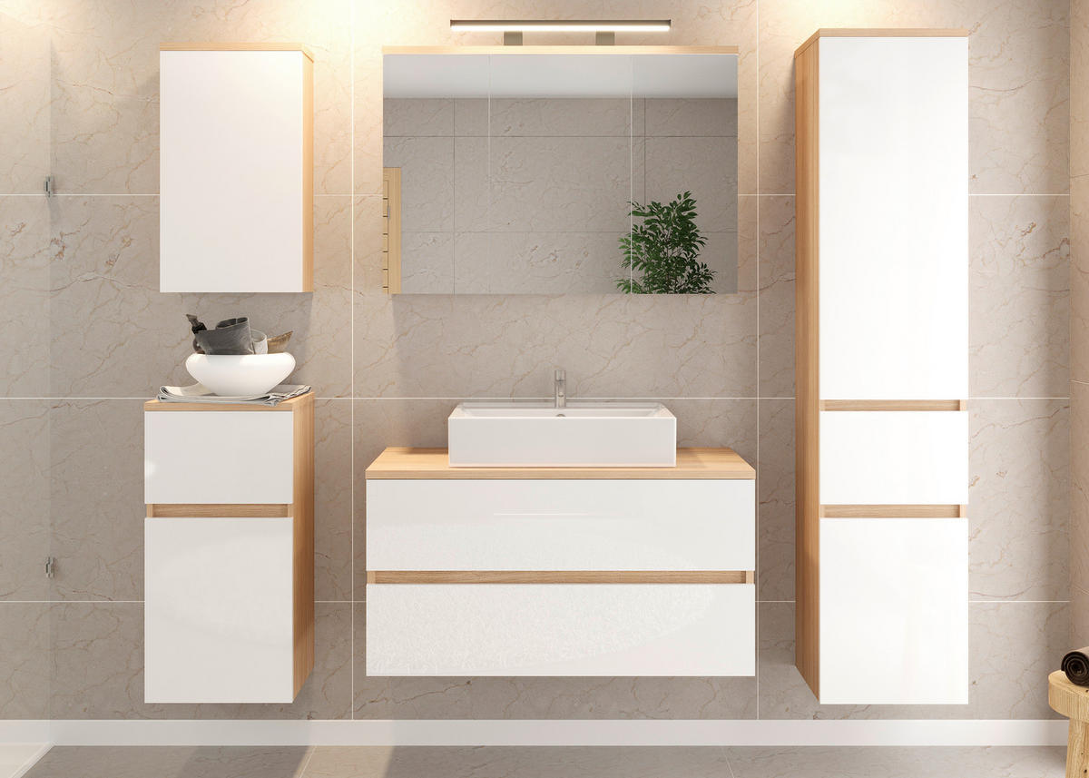OMARA Z OGLEDALOM 100/70/20 cm  - Basics, steklo/leseni material (100/70/20cm) - Ti'me