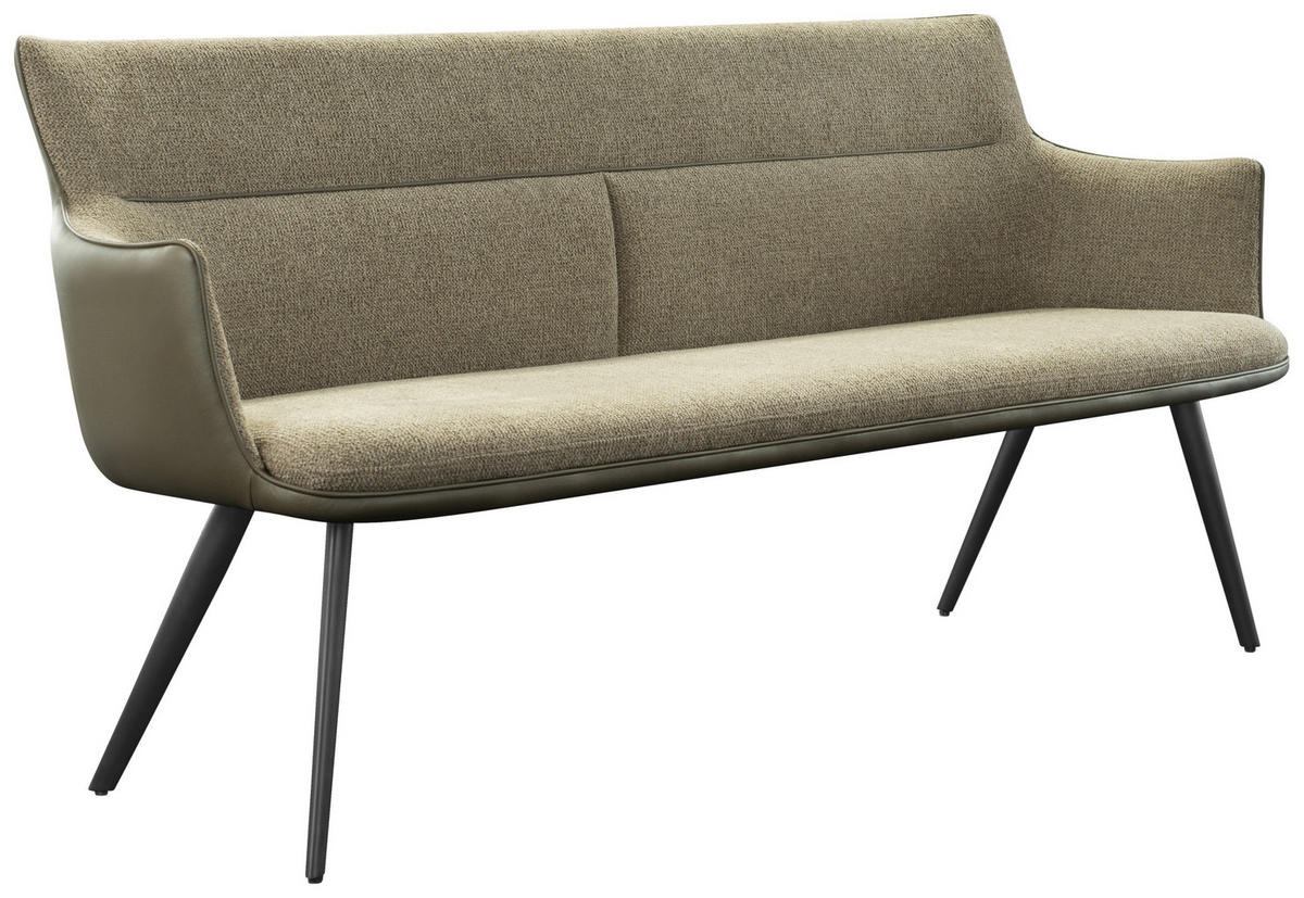 SITZBANK 200/90/62 cm  in Schwarz, Taupe, Olivgrün  - Taupe/Schwarz, Design, Holz/Textil (200/90/62cm) - Hom`in