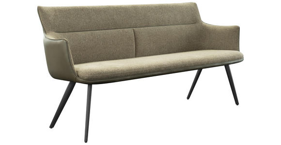 SITZBANK 200/90/62 cm in Schwarz, Taupe, Olivgrün - Taupe/Schwarz, Design, Holz/Textil (200/90/62cm) - Hom`in