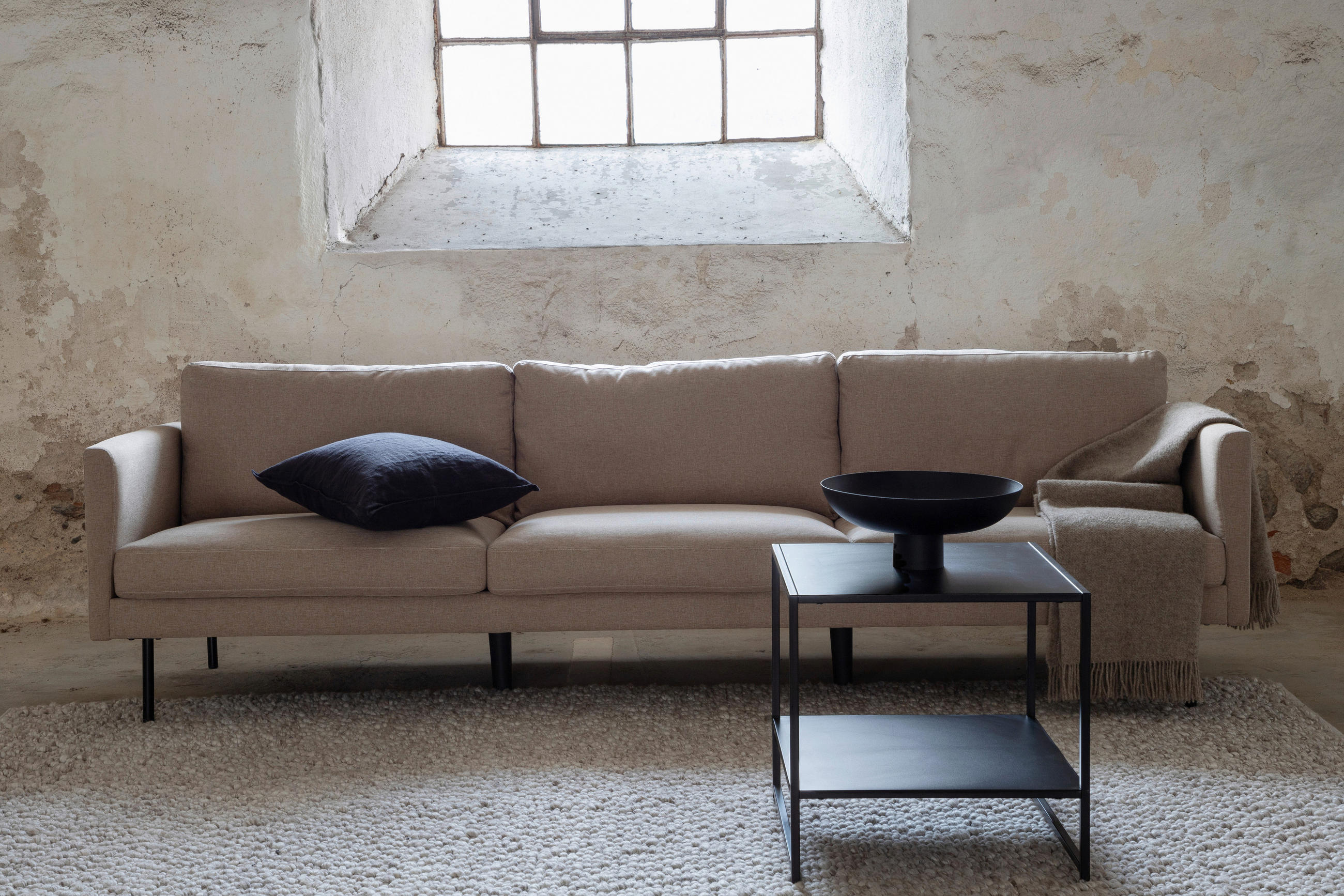 3-SITZER-SOFA in Textilgeflecht Braun, Schwarz  - Schwarz/Braun, Design, Textil/Metall (260/78/80cm) - Livetastic