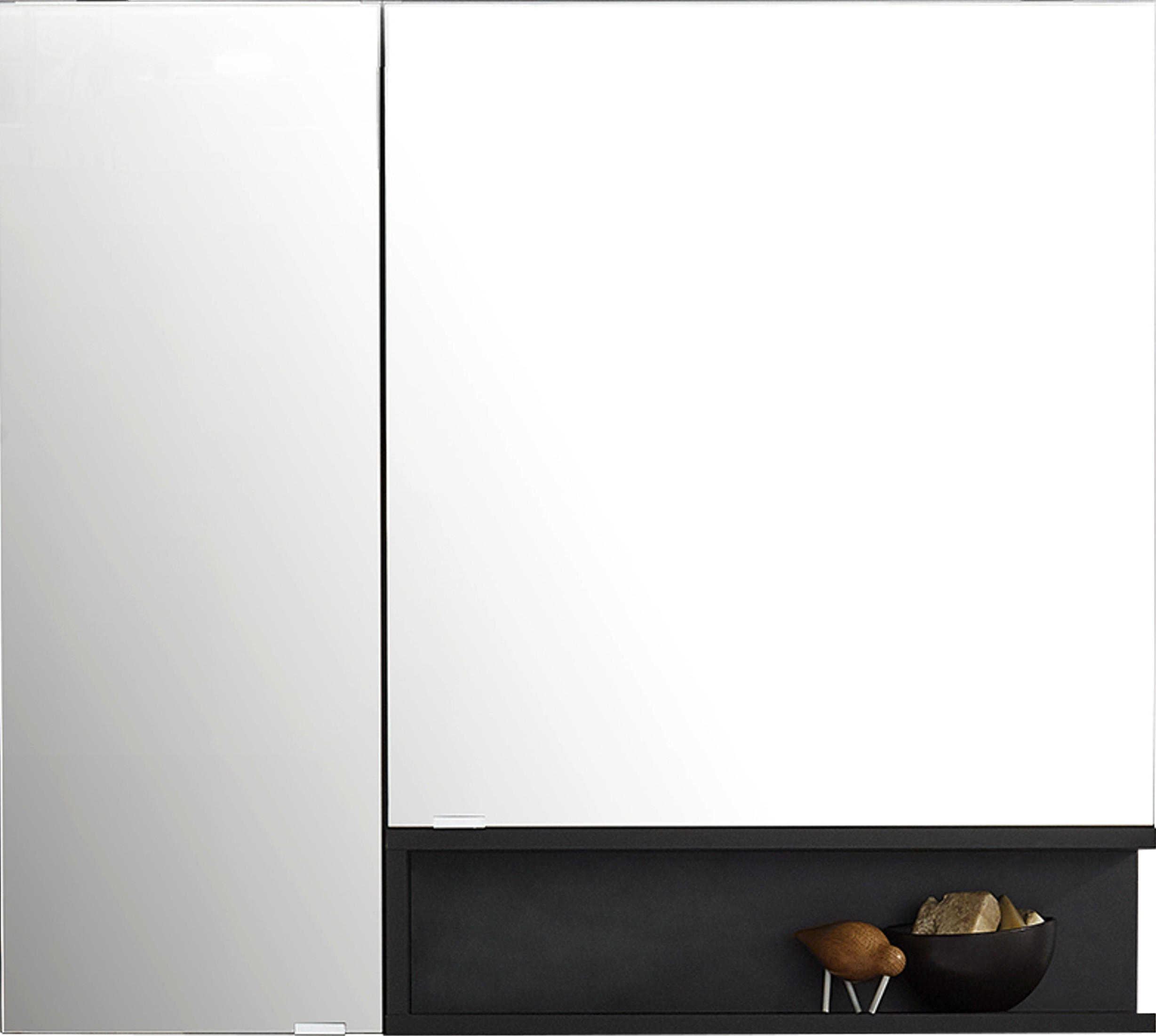 SPIEGELSCHRANK 90/80/15 cm  - Grau, Design, Glas/Holzwerkstoff (90/80/15cm) - Novel