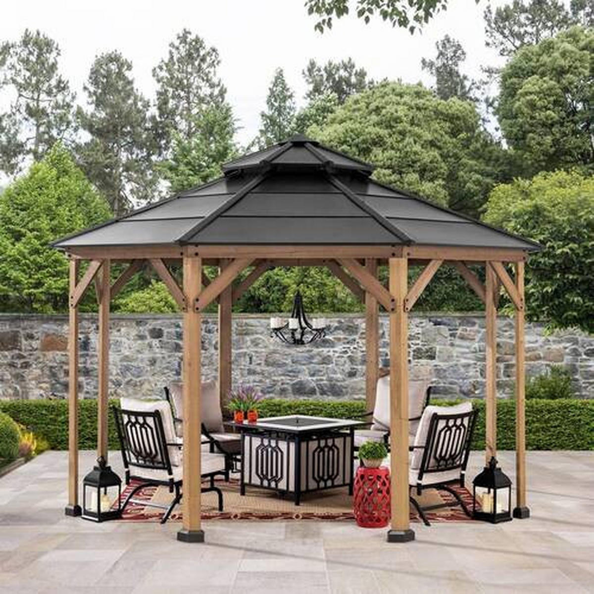 PAVILLON 396/318/396 cm   - Anthrazit, Basics, Holz/Kunststoff (396/318/396cm)