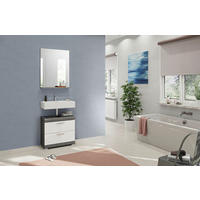 BADEZIMMER 2-teilig  in 60 cm  - Weiß Hochglanz/Grau, MODERN, Glas/Holzwerkstoff (60cm) - MID.YOU