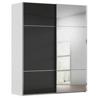 SCHWEBETÜRENSCHRANK 201/223/68 cm,  in Grau, Schwarz, 2 Tür(en)  - Chromfarben/Schwarz, KONVENTIONELL, Glas/Holzwerkstoff (201/223/68cm) - Novel