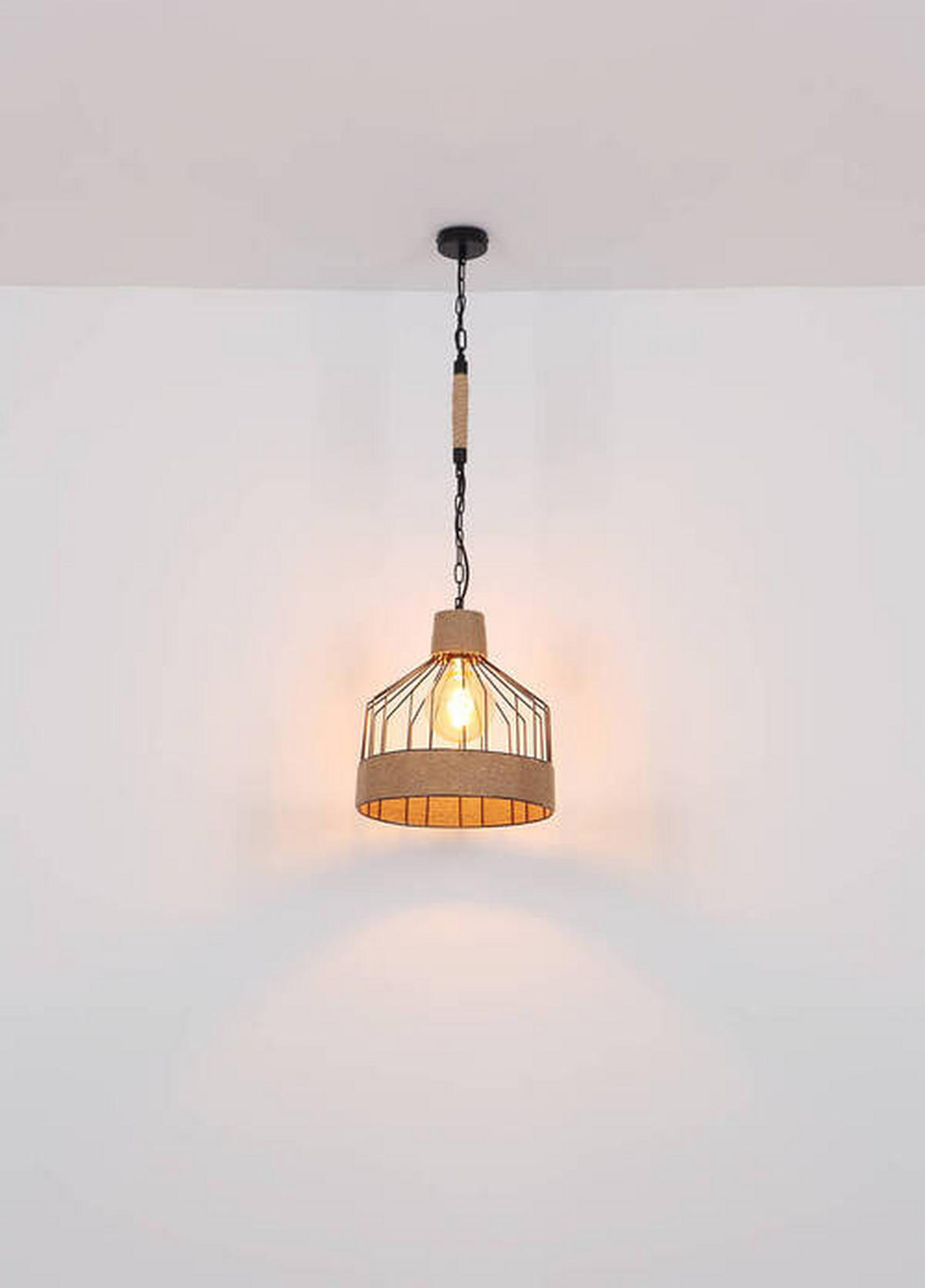 VISEČA SVETILKA        35/135 cm     60 W E27 - črna/rjava, Romantika, kovina/naravni materiali (35/135cm)