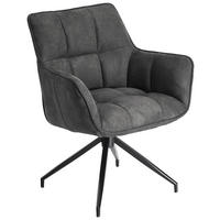 ARMLEHNSTUHL  Sitzfläche 360° drehbar, inklusive Armlehnen, automatische Rückholfunktion Mikrofaser  - Anthrazit/Schwarz, Design, Textil/Metall (65/85/63cm) - Novel