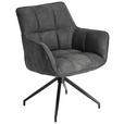 ARMLEHNSTUHL  Sitzfläche 360° drehbar, inklusive Armlehnen, automatische Rückholfunktion Mikrofaser  - Anthrazit/Schwarz, Design, Textil/Metall (65/85/63cm) - Novel