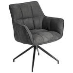 ARMLEHNSTUHL  Sitzfläche 360° drehbar, inklusive Armlehnen, automatische Rückholfunktion Mikrofaser  - Anthrazit/Schwarz, Design, Textil/Metall (65/85/63cm) - Novel