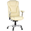 CHEFSESSEL  in Lederlook Creme, Silberfarben  - Silberfarben/Creme, MODERN, Kunststoff/Textil (63/131/53cm) - MID.YOU