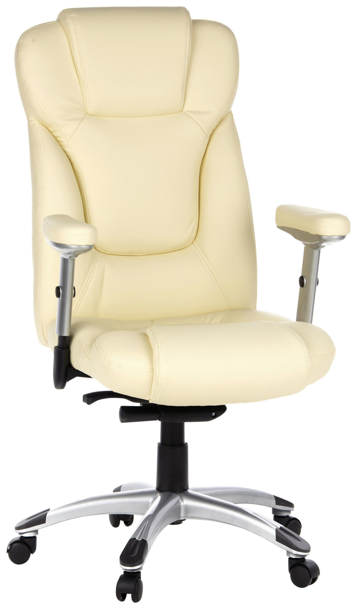 CHEFSESSEL Lederlook Creme, Silberfarben  - Silberfarben/Creme, MODERN, Kunststoff/Textil (63/131/53cm) - MID.YOU